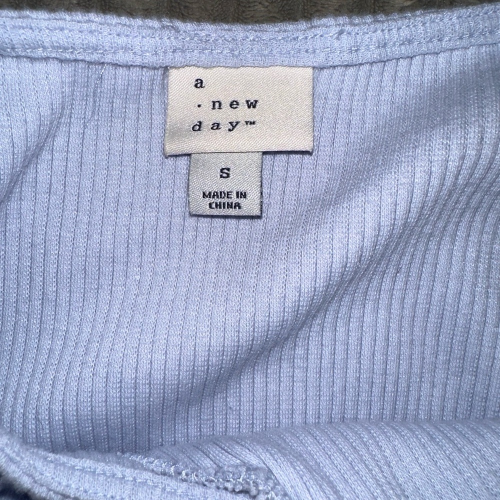 Sky Blue Ribbed Ruffle Sleeve Top - Picture 2 of 2